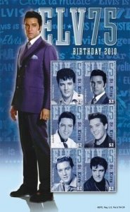 Saint Kitts 2010 - Elvis Presley Music - Sheet of 6 Stamps - Scott #738 - MNH