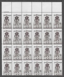 2089 MNH,  20c. Jim Thorpe,  EFO, MisPerfed,  Block of 24, Free Insured Shipping