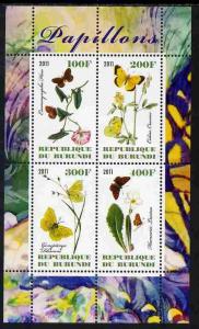 Burundi 2011 Butterflies #1 perf sheetlet containing 4 va...