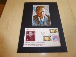 Dag Hammarskjold UN Art Postcard and 1962 USA FDC mount matte size A4