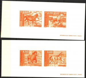 France Gravure 1998 Horses Imprimerie Deluxe Mi.3326/9 MNH