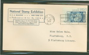 US 735a 1934 3c Byrd Antarctic Expedition, single from the imperf Farley National Stamp Exhibit mini sheet on an addressed first