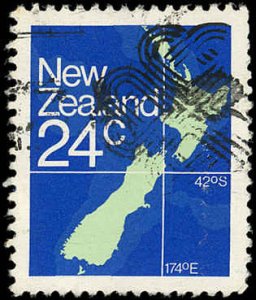 NEW ZEALAND Scott 649a USED - 1982 Map of New Zealand - Pf 13x12½ - No Faults