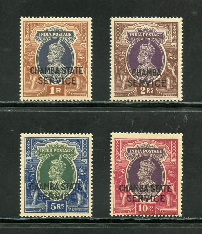 INDIA SCOTT# O51A/O54 CHAMBRA 1R TO 10R MINT STATE SERVICE OVP'T  NH SG#O68/71