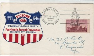 U.S. 1946 14th Ann Convention Oklahoma Emblem Illust Slogan Stamp Cover Rf 34496