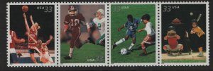 US 3402a MNH. YOUTH SPORTS STRIP OF 4 2000