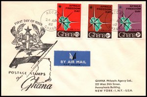 Ghana 112-114 Typed FDC