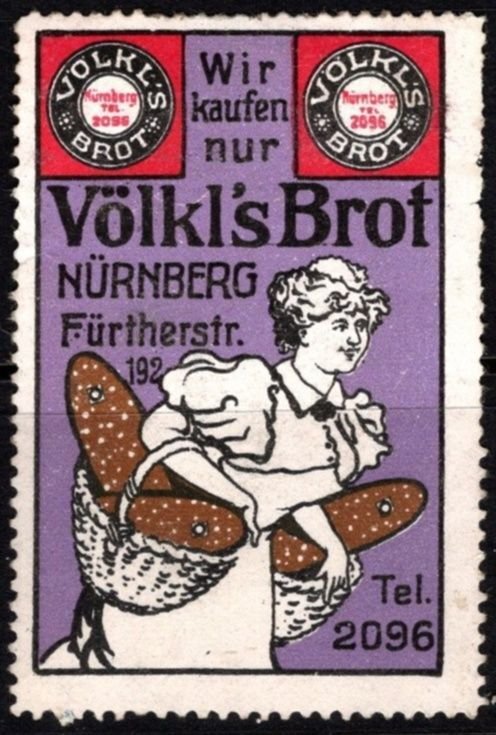 Vintage Germany Poster Stamp We Only Buy Völkl Nuremberg Bread