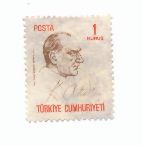 Turkey 1970 Scott 1832 used - 1k, Kemal Ataturk & signature