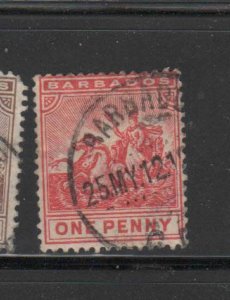 BARBADOS #92  1904-10  1/2p   BADGE OF THE COLONY    USED F-VF   a
