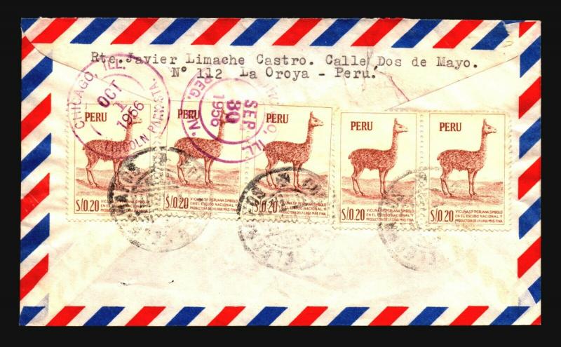 Peru 1958 Airmail Cover to USA - Z14607