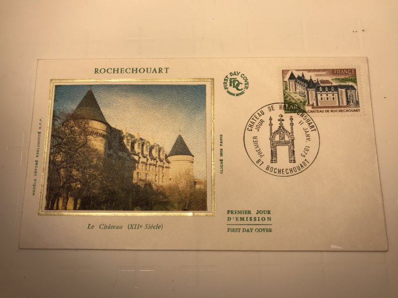 France Colorano silk FDC, 11 janvier 1975, Chateau de Rochechouart