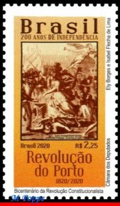 20-10 BRAZIL 2020 CONSTITUTIONALIST REVOLUTION 200 YEARS INDEPENDENCE SHEET MNH