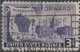 US 957 (used) 3¢ Wisconsin statehood (1948)