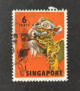 Singapore 1968 Scott 87 used - 6c, Lion dance