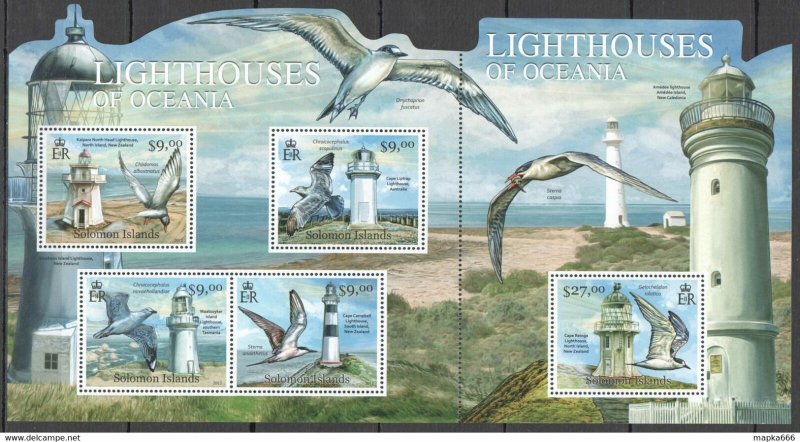 2012 Solomon Islands Lighthouses Of Oceania Birds #1481-1485 1Sh ** Ls006