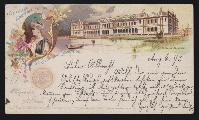 US Columbian Exposition Souvenir Postcard Women's Building on UX10 w/ 230 VF