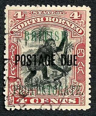 North Borneo SGD40 4c Perf 13.5-14 Post Due used Cat 9 Pounds