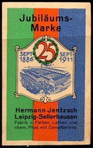 1911 Germany Poster Stamp 25th Anniversary Hermann Jentzsch Paints Factory