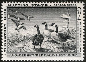 US Sc RW25 Black $2.00 1958 Hunting Permit Duck Original Gum Light Hinge VF+