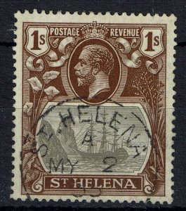 ST.HELENA SG106a 1922 1/= GREY & BROWN BROKEN MAINMAST VAR USED (d)