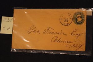 Scott US U118 entire WI to Adams NY (#442)