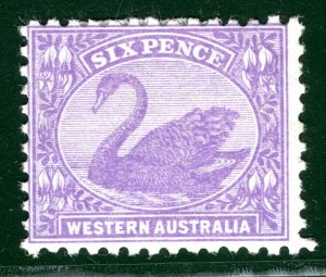 WESTERN AUSTRALIA SG.115 6d Bright Violet (1906) SWAN Mint MM Cat £50 GRBLUE110