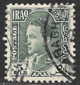 IRAQ 1934-38 5f Gray Green KING FAISAL II Portrait Issue Sc 65 SG 176 VFU