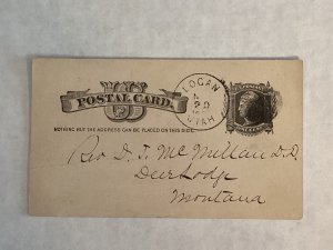 11/20/1885 cover Logan Utah Territorial Scott #UX7 McMillan Deer Lodge Montana