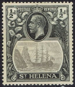 ST HELENA 1924 KGV SHIP ½D DAMAGED VALUE TABLET VARIETY