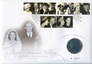 2007 Royal Diamond Wedding £5 Coin Cover