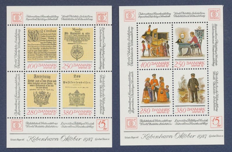 DENMARK - MNH - HAFNIA '87 Stamp Exhibition - 1987 - TWO S/S 