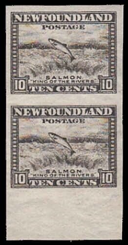 Newfoundland 1932 Leaping Salmon Imperforate Pair Mint