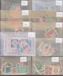 US, 1950-1959, COMPLETE DECADE OF COMMEMORATIVES, 987 / 1138, MNH, MINT NH, OG