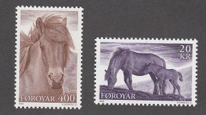 Faroe Islands # 254-255, Horses, Mint NH, 1/2 Cat.