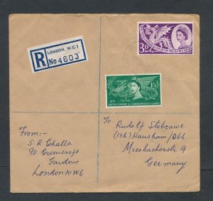 D455875 Great Britain UK Registered Cover London Germany 1963