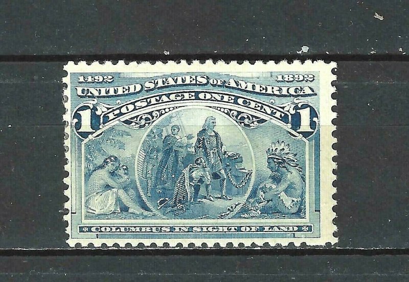 #230 US 1 CENT DEEP BLUE COLUMBIAN-MINT-L/H-FINE-VF