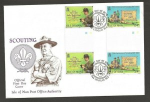 1982 Isle of Man gutter pairs Boy Scouts 75th anniversary FDC