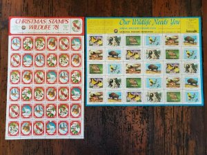 US 1978 National Wildlife Federation Conservation & X-mas Stamp Sheets OG NH