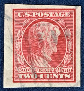 [0987] 1909 Scott#368 used 2¢ carmine imperf.cv :$19