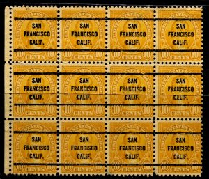 US Stamps #642 PRE CANCEL BLOCK OF 12 PERF. 11 X 10.1/2