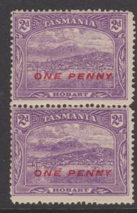 Tasmania 1912 Hobart Sc#117 MNH Pair