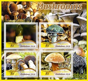 Stamps.  Mushrooms  2018 1+1 sheets perforated