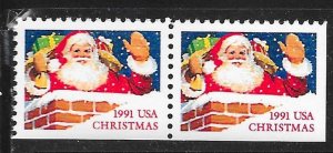 USA 2580-81: (29c) Santa in Chimney, SE UR corner, types I & II, M, VF