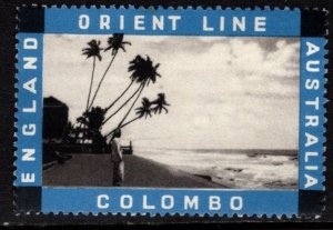 1930's Australia Poster Stamp The Orient Steam Navigation Company Columbo