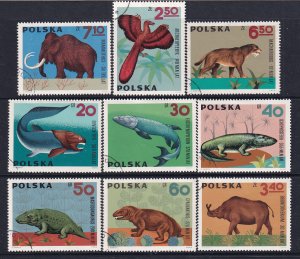 Poland 1966 Sc 1395-1403 Various Prehistoric Vertebrates Dinosaurs Stamp CTO