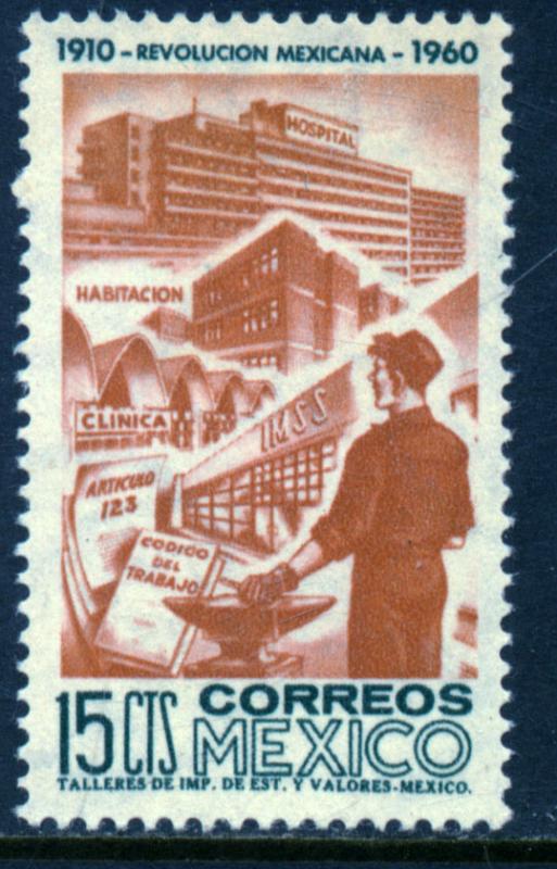 MEXICO 914, 15c 50th Anniv Mexican Revolution. UNUSED, HINGED, OG. VF.
