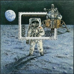 Poland 1989 MNH Stamps Souvenir Sheet Scott 2910a Landing on Moon Space