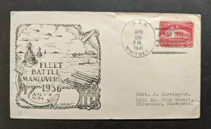 1936 USS Whitney Navy Cover to Milwaukee WI En Route Panama Ship Cancel