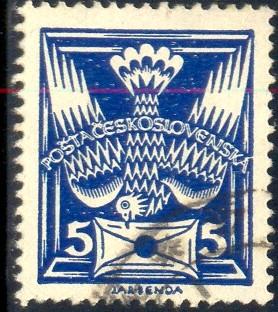 Carrier Pigeon With Letter, Czechoslovakia stamp SC#65 Used